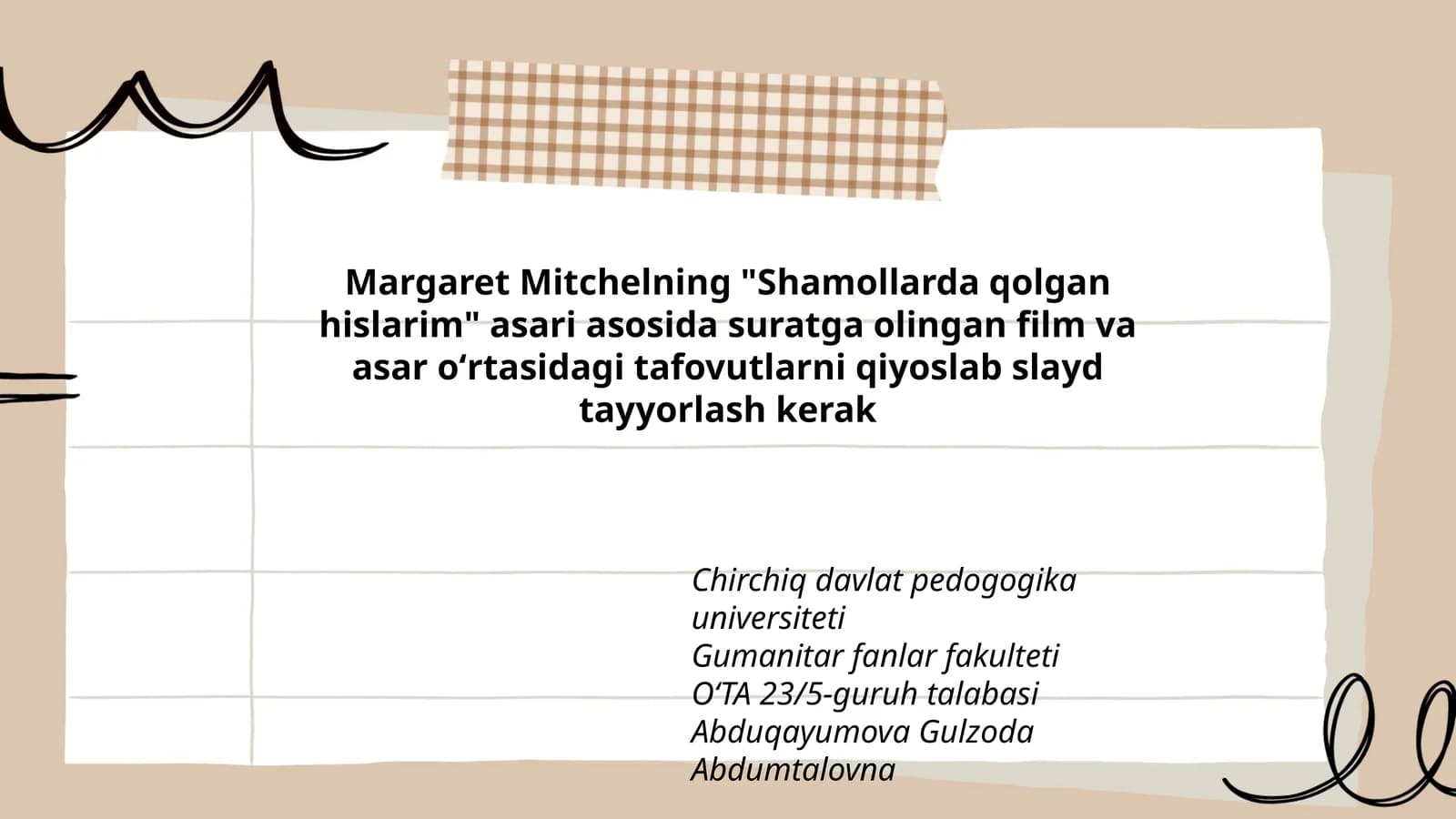 Margaret Mitchelning "Shamollarda qolgan hislarim" asari