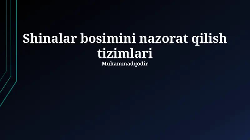 Shinalar bosimini nazorat qilish tizimlari