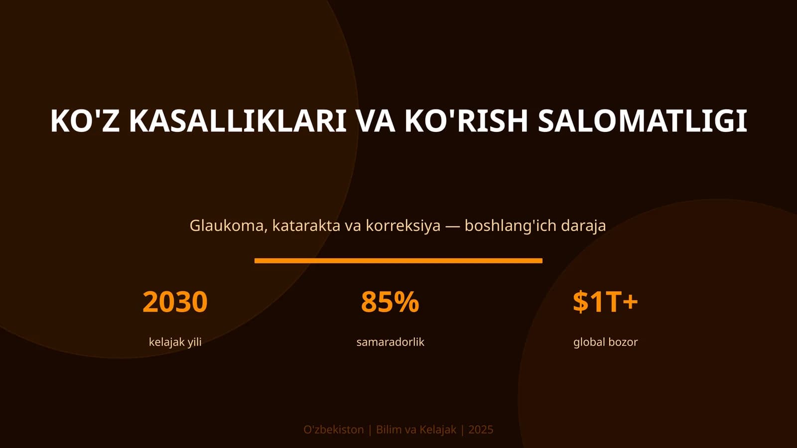 KO'Z KASALLIKLARI VA KO'RISH SALOMATLIGI