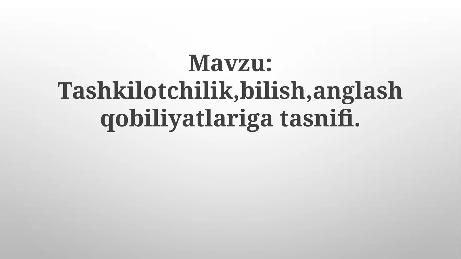 Tashkiliy Qobiliyatlar Tasnifi