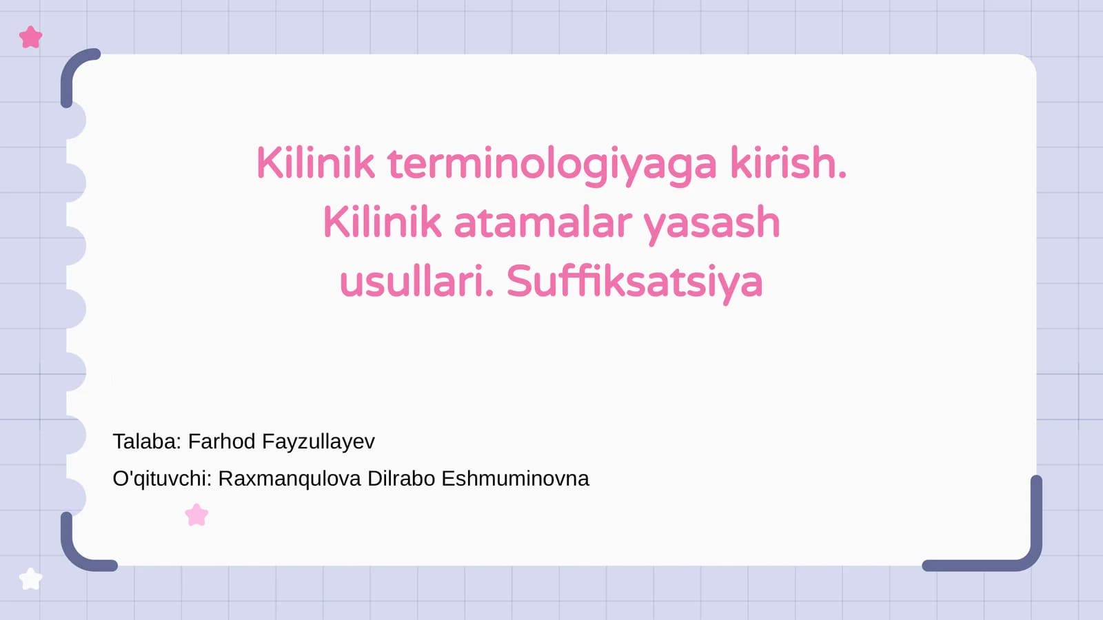 Kilinik terminologiyaga kirish