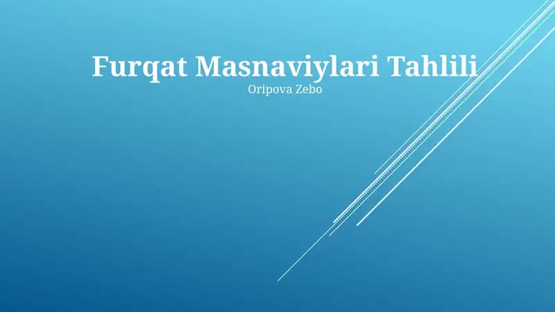 Furqat Masnaviylari Tahlili