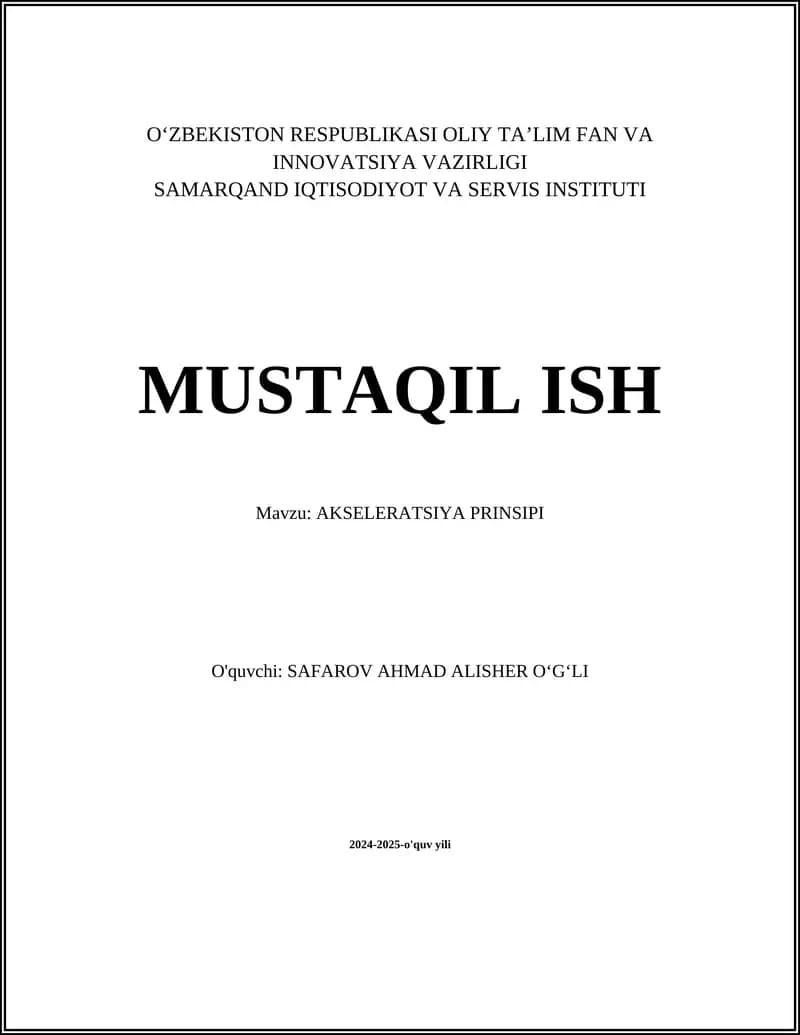 AKSELERATSIYA PRINSIPI