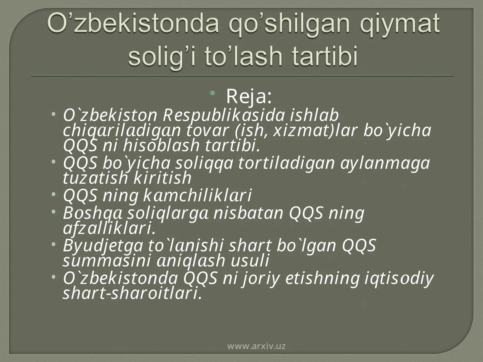 QQS ni hisoblash tartibi