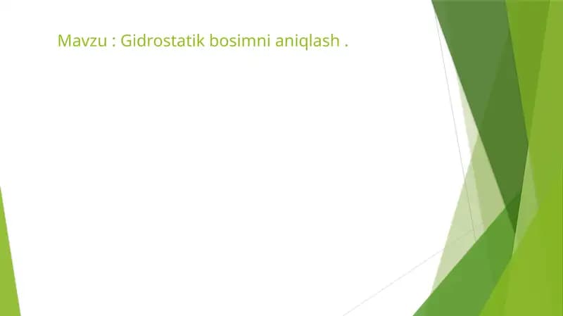 Gidrostatikbosimni aqlash