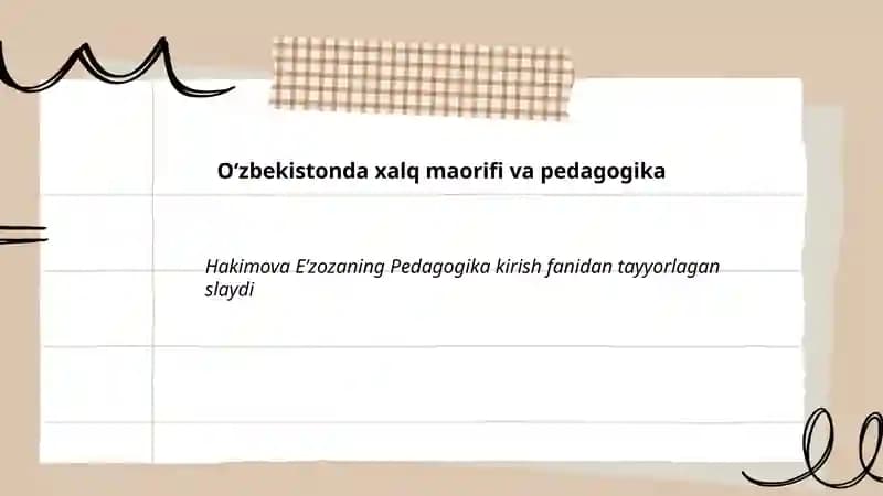 Oʻzbekistonda xalq maorifi va pedagogika