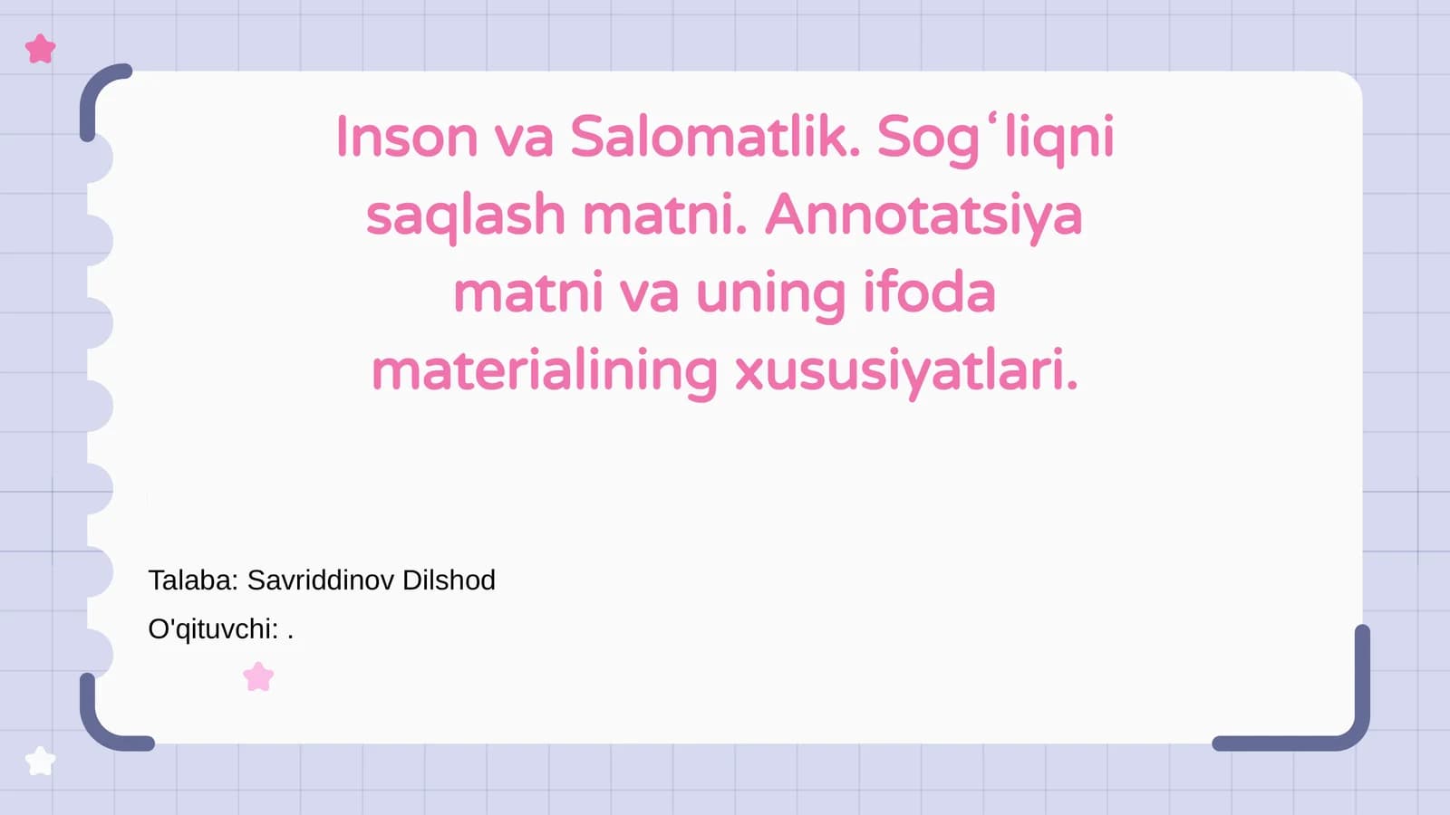 Inson va Salomatlik
