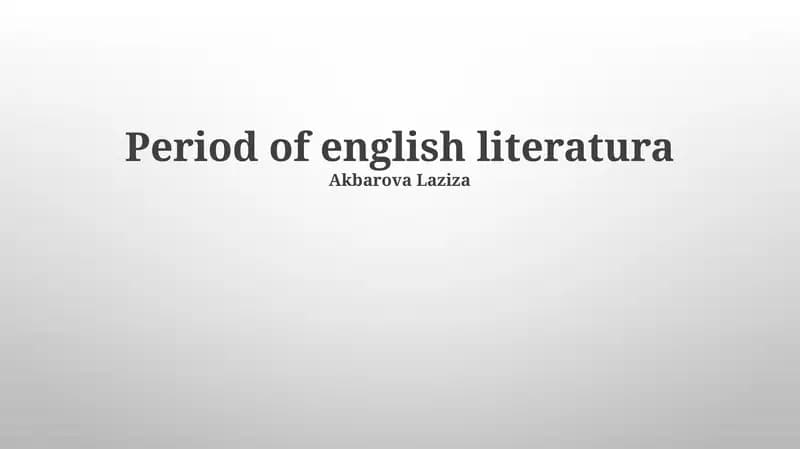 Period of English Literature