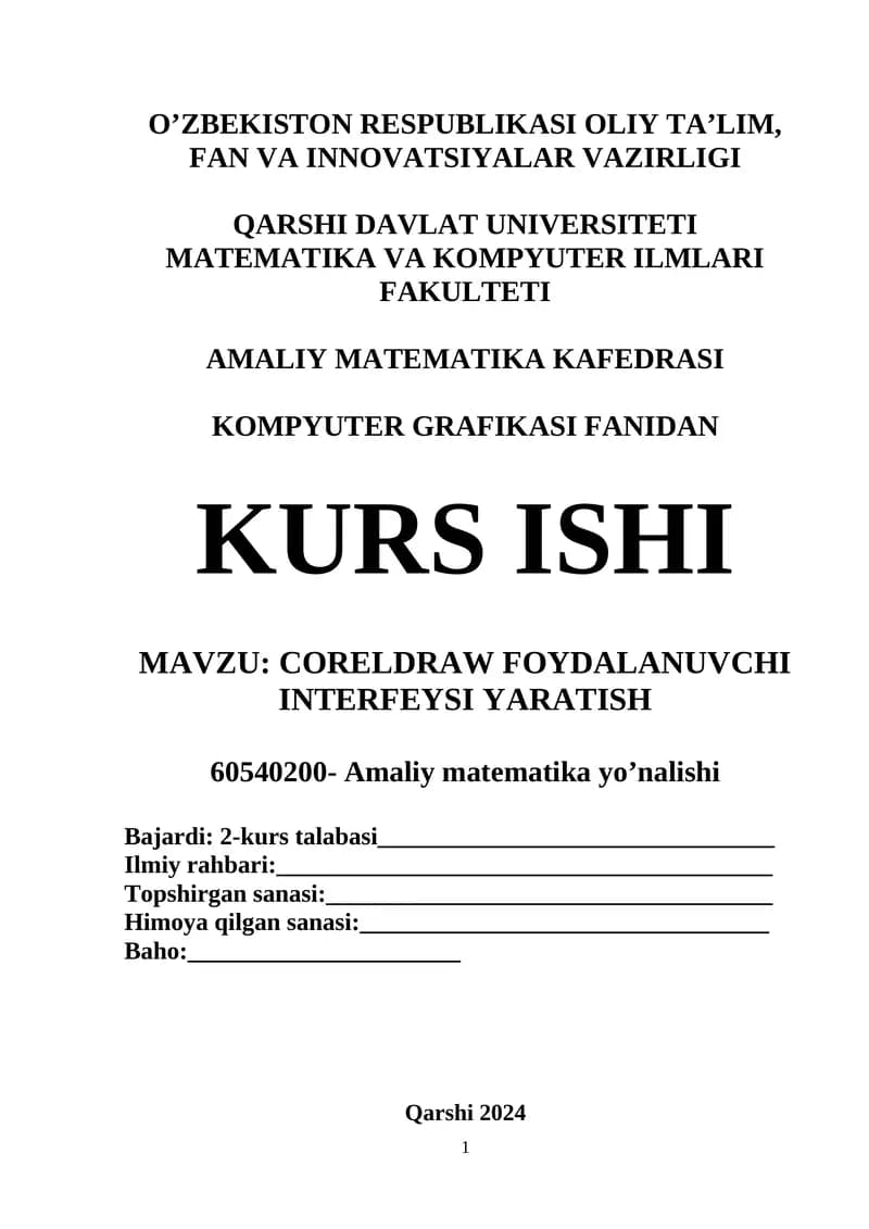 CORELDRAW FOYDALANUVCH3000I INTERFEYSI YARATISH