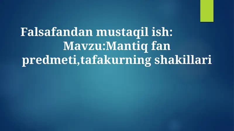 Mantiq fanining predmeti