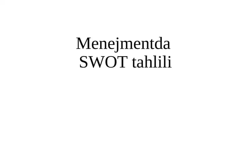 SWOT tahlili