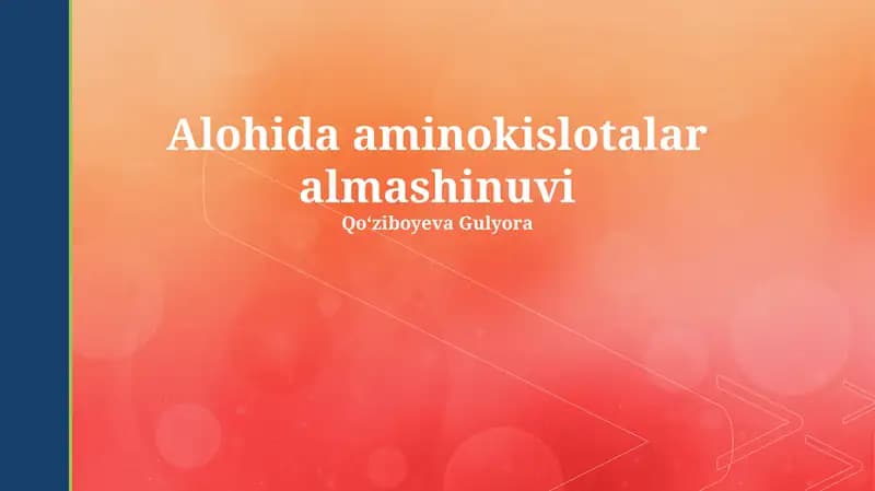 Alohida aminokislotalar almashinuvi