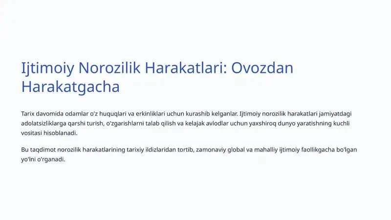 Ijtimoiy Norozilik Harakatlari: Ovozdan Harakatgacha