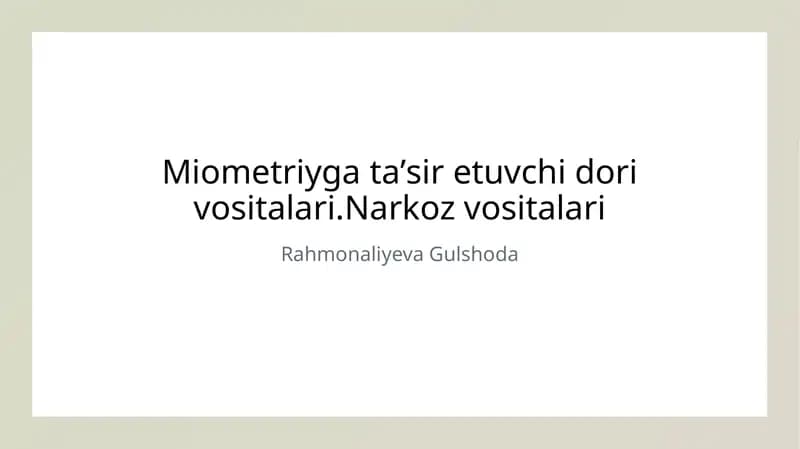 Miometriyga ta'sir etuvchi dori vositalari
