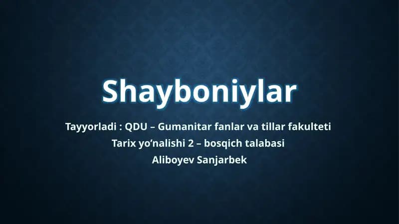 Shayboniylar davri manbalari