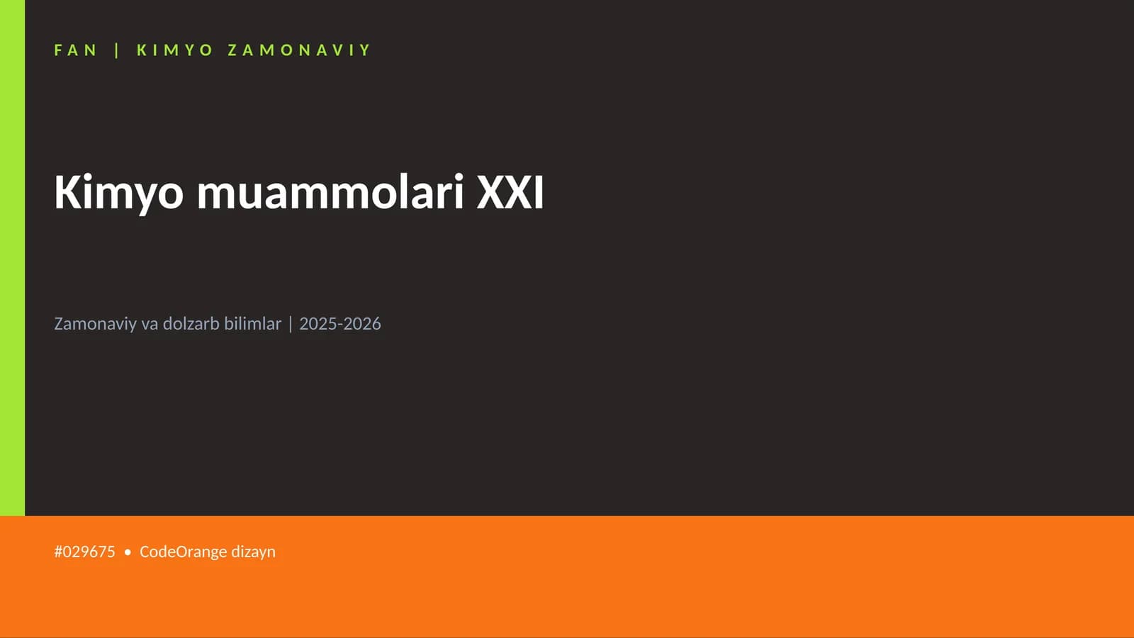 Kimyo muammolari XXI