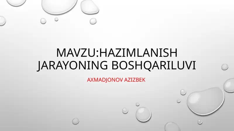 Hazimlanish jarayoning boshqariluvi