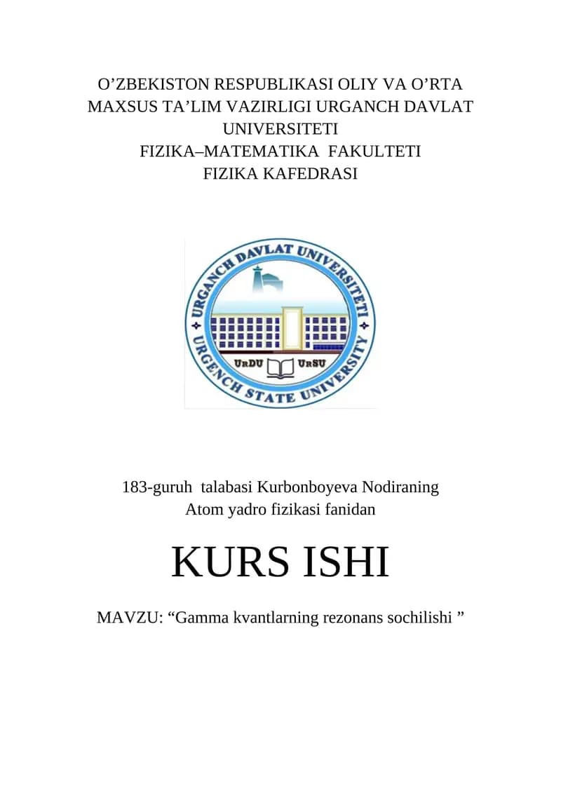Atom yadro fizikasi KURS ISHI