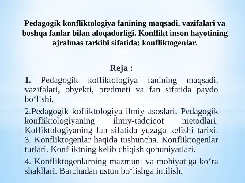 Pedagogik kofliktologiya