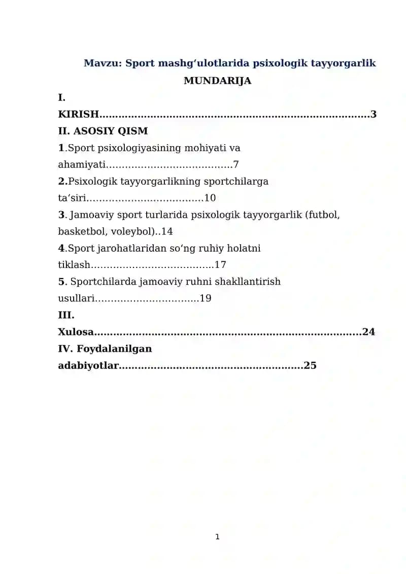 Sport mashgʻulotlarida psixologik tayyorgarlik