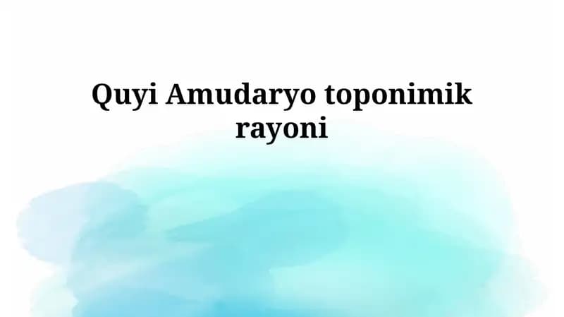 Quyi Amudaryo toponimik rayoni