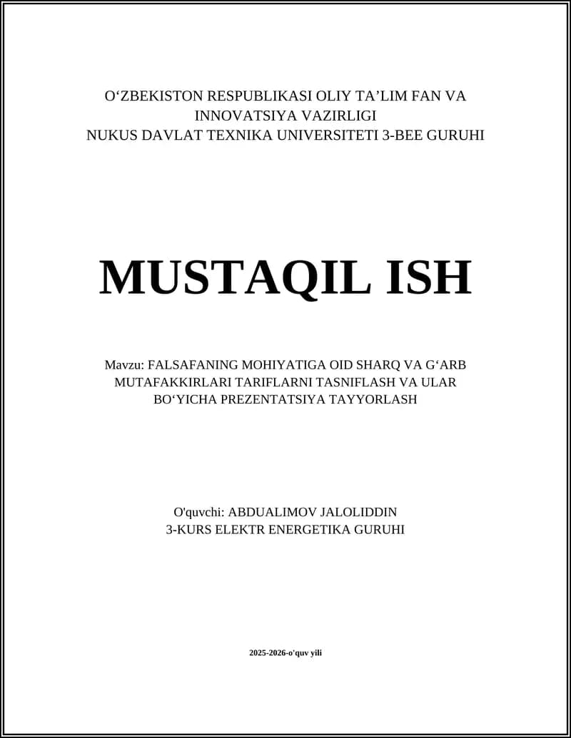 Platon va Aristotelning falsafa mohiyati