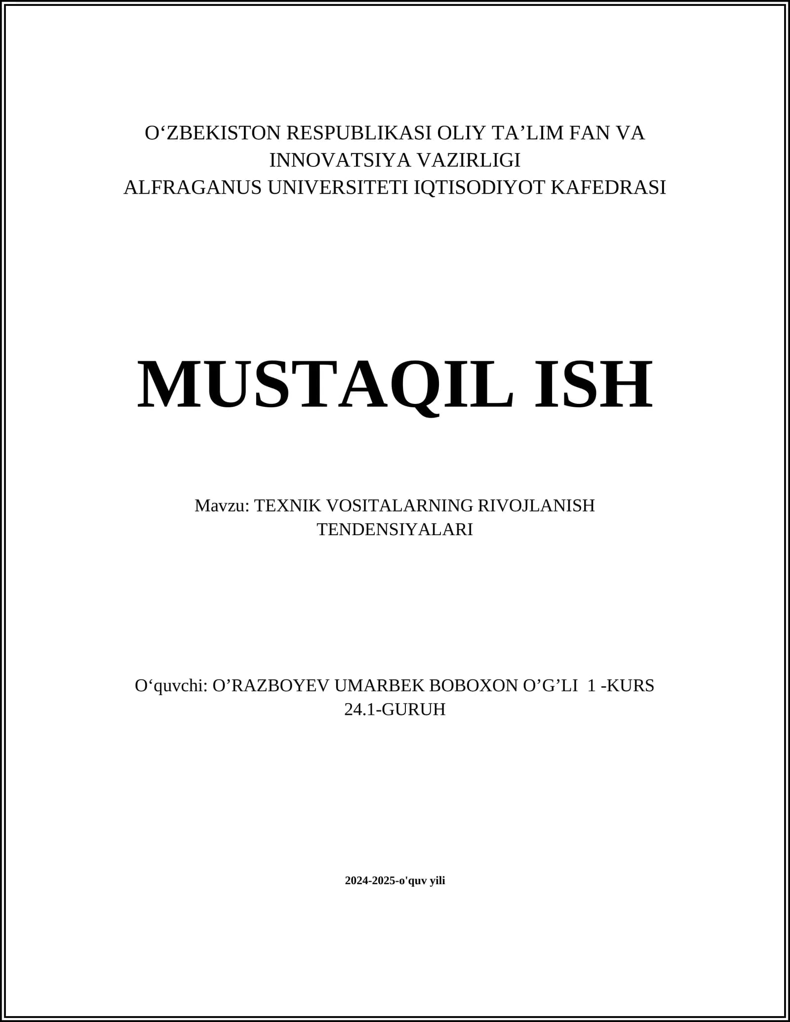 SUN'IY INTELLEKTNI TA'LIMDA QO'LLASH