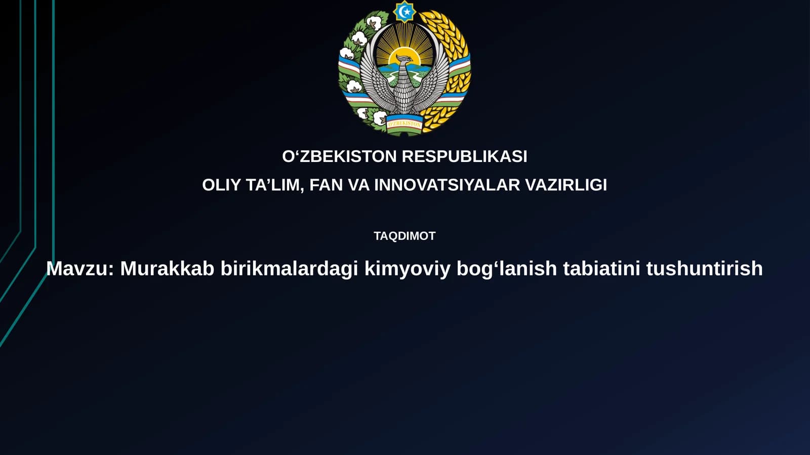 Murakkab birikmalar dagi kimyoviy bog'lanish