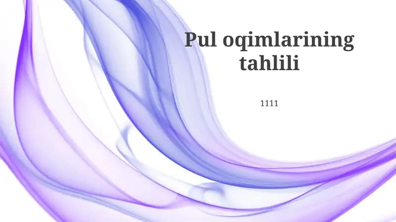 Pul oqimlarining tahlili
