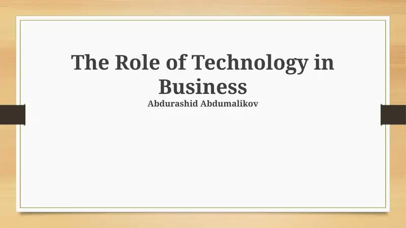 The Role of Technology in Business