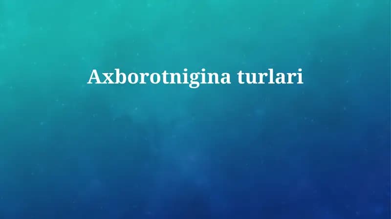 Ma'lumot turlari: Kirish