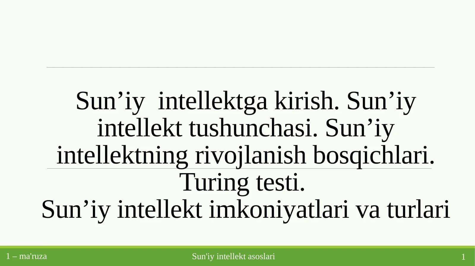 Sun’iy intellektga kirish