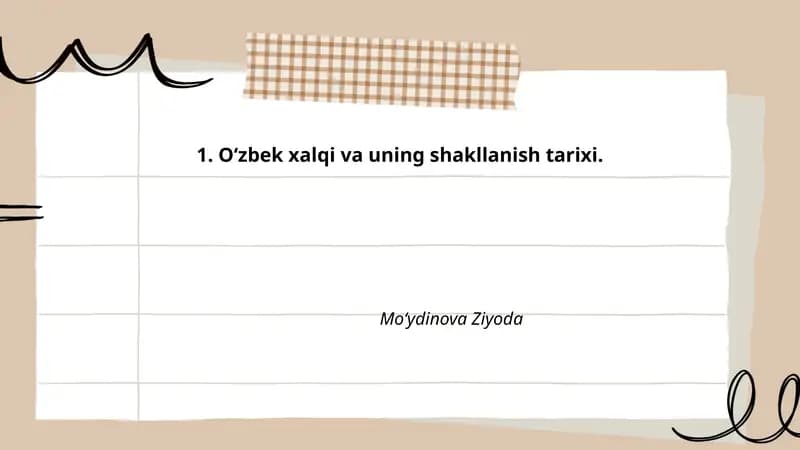 O‘zbek xalqi va uning shakllanish tarixi