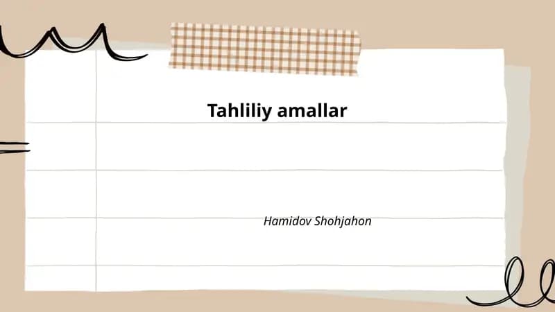 Tahliliy amallar