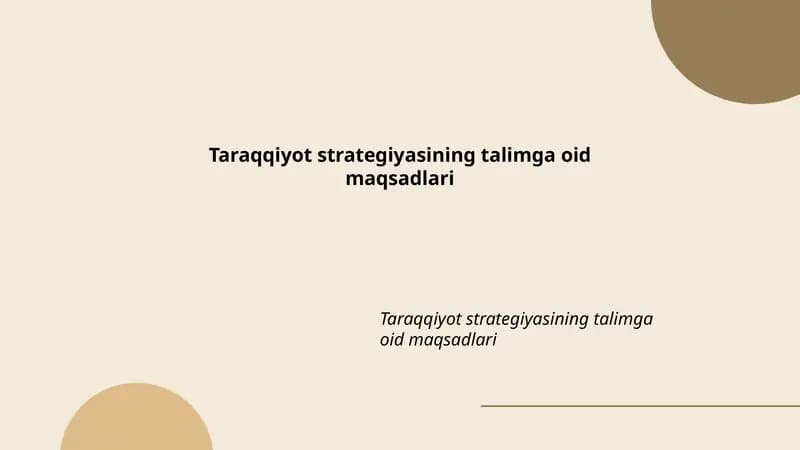 Taraqqiyot strategiyasining talimga oid maqsadlari