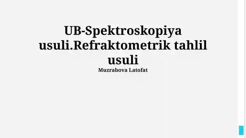 Refraktometrik Tahlil Metodi