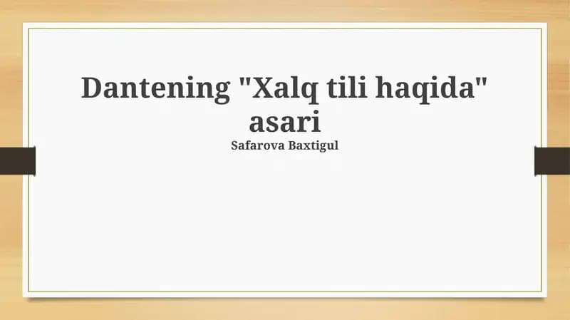 Dantening "Xalq tili haqida" asari