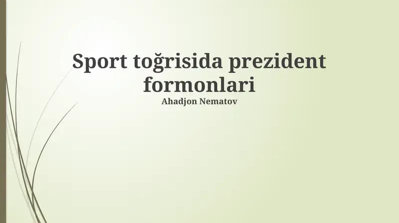 Sport toğrisida prezident formonlari