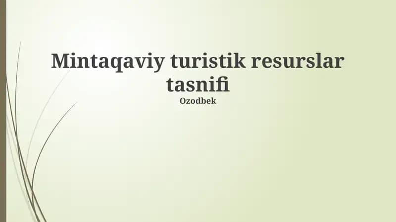 Mintaqaviy turistik resurslar tasnifi