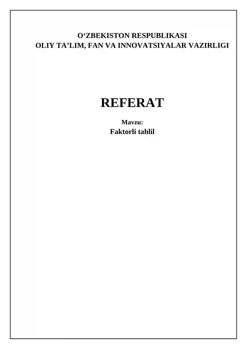 Faktorli tahlil