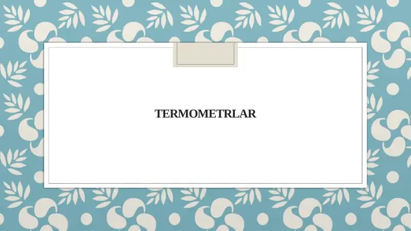 Termometrlar