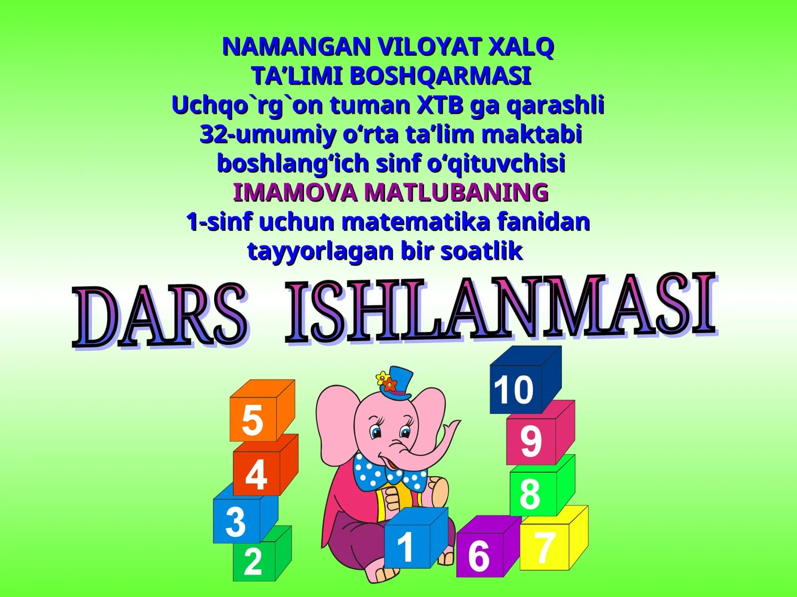 DARS ISHLANMASI
