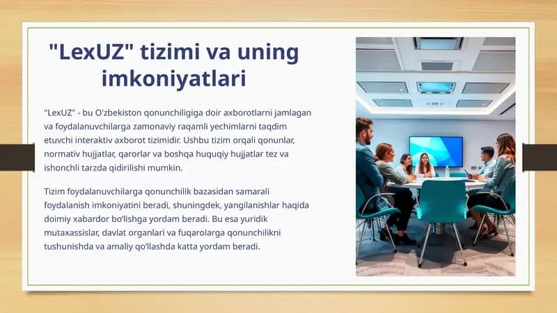 "LexUZ" tizimi va uning imkoniyatlari