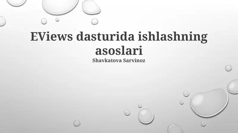 EViews dasturida ishlashning asoslari