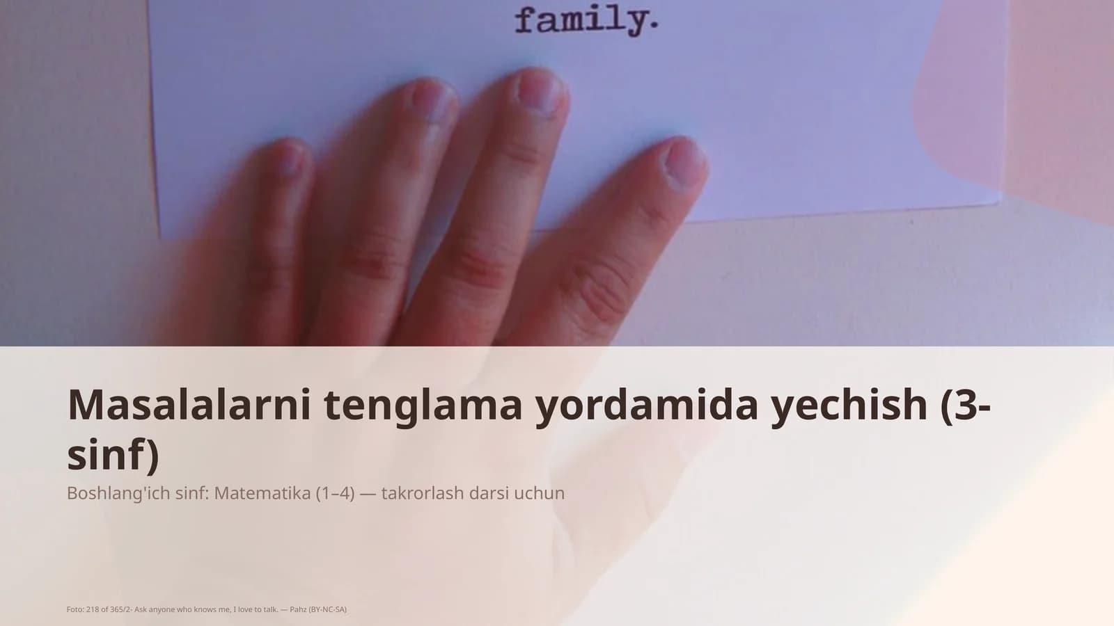 Masalalarni tenglama yordamida yechish (3-sinf)