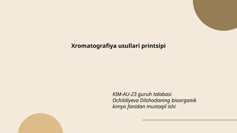 Xromatografiya usullari printsipi