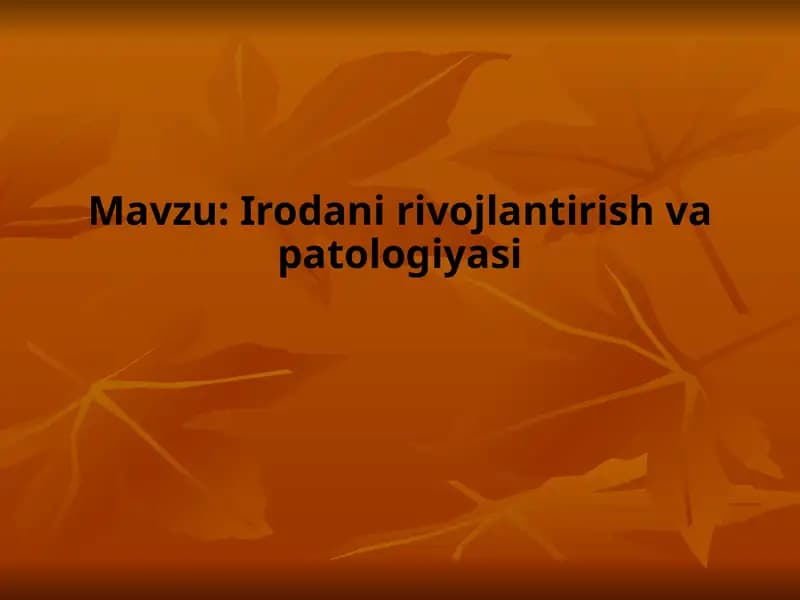 Irodani rivojlantirish va patologiyasi