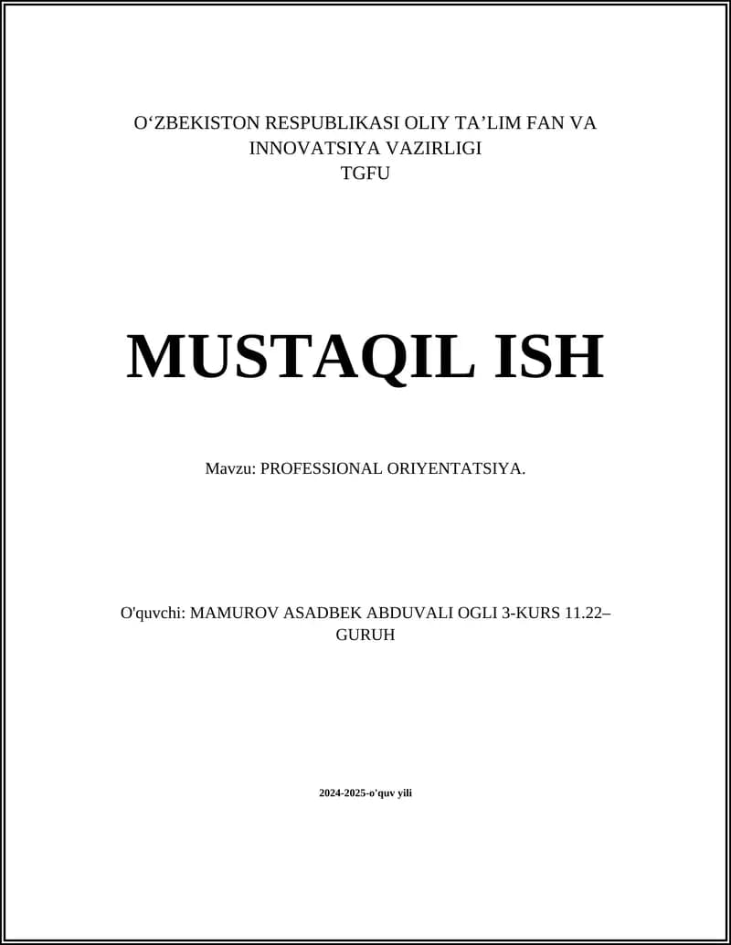 PROFESSIONAL ORIYENTATSIYA