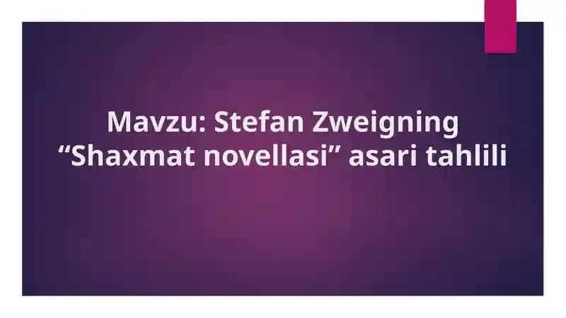 Stefan Zweigning “Shaxmat novellasi” asari tahlili