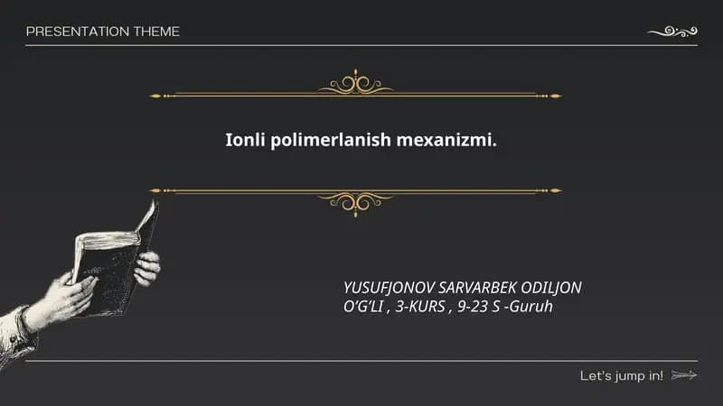 Kationik ionli polimerlanish mexanizmi